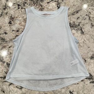 Athleta blue sleeveless athletic tee.